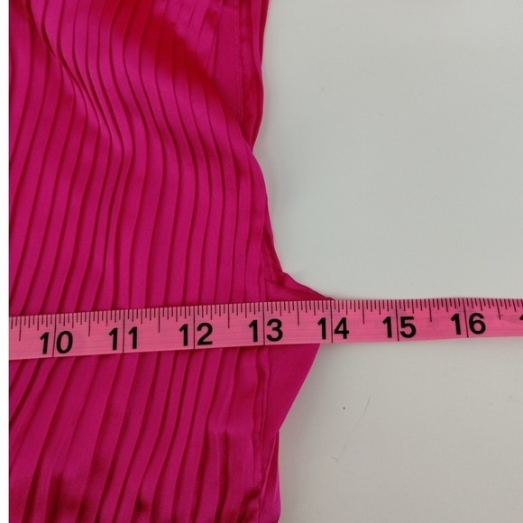 Jessica Simpson Pink Satin Pleated V Neck Tie Back Mini Dress Women's Size Small - Picture 8 of 10